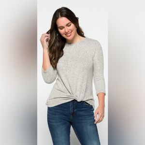 Heathered Grey Samantha Front Twist Brushed Knot Top Market & Spruce size large